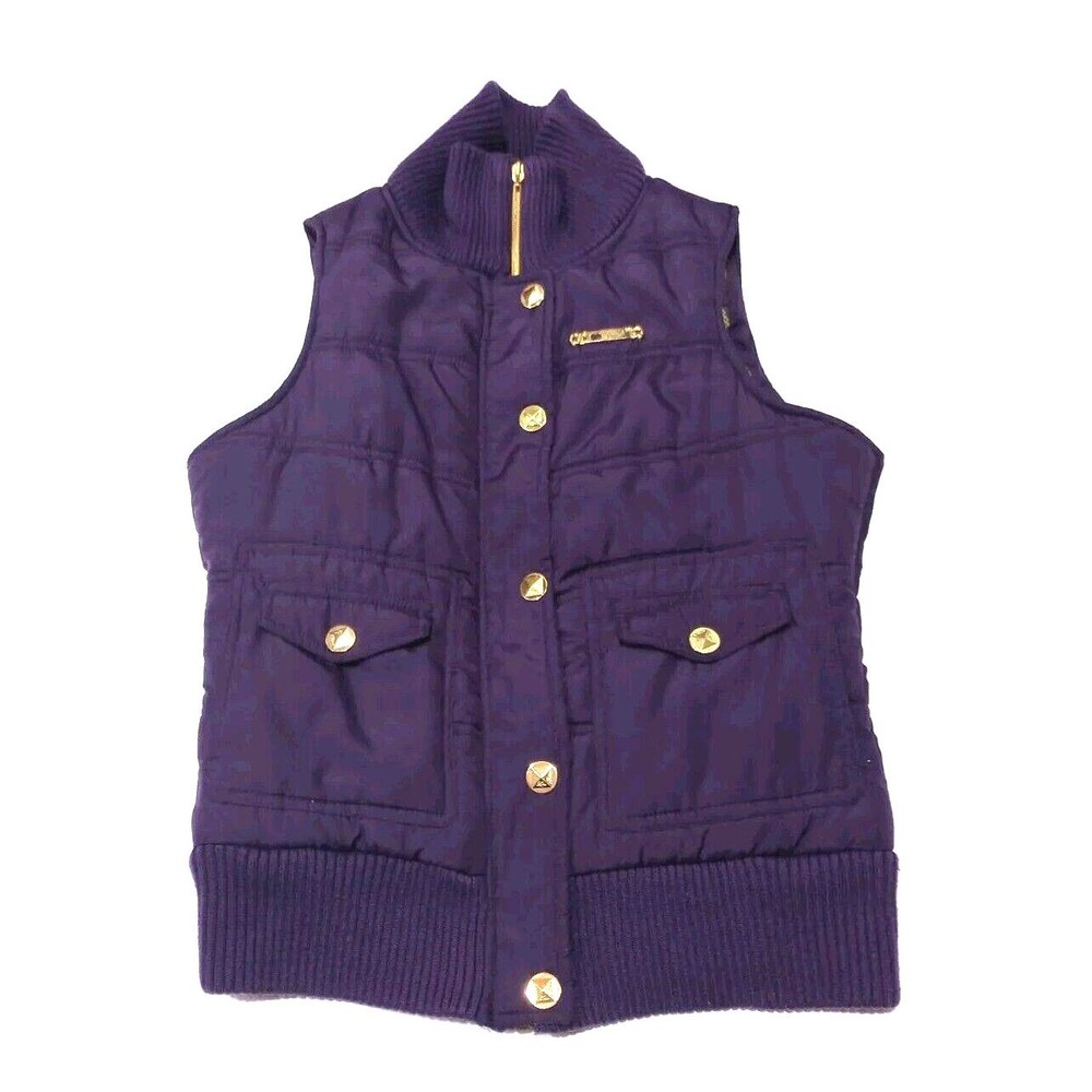 Apple Bottom Woman's Size Medium Purple, Green Lining Vest Gold Accents Y2K VTG